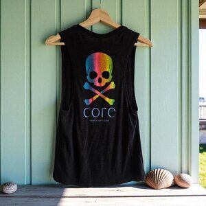 Core Nantucket 2018 Graphic Black Muscle Tank Top Loose Semisheer Size XS